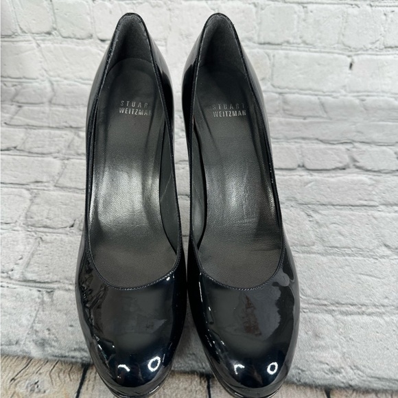 Stuart Weitzman Patent Leather Heels Size 7.5 Narrow Classic Black - Picture 10 of 12